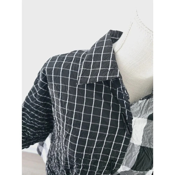 Moonlight Y&S Fashion Buffalo Plaid Checkered Gingham Oversized Crinkle Blouse S - Picture 6 of 11